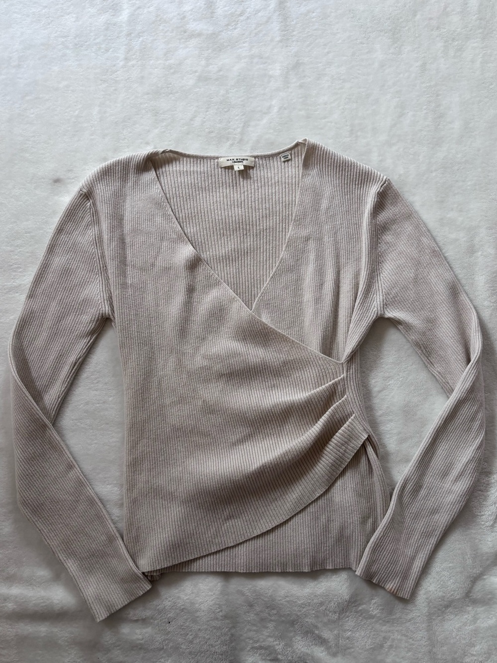 Max Studio London faux wrap long sleeve